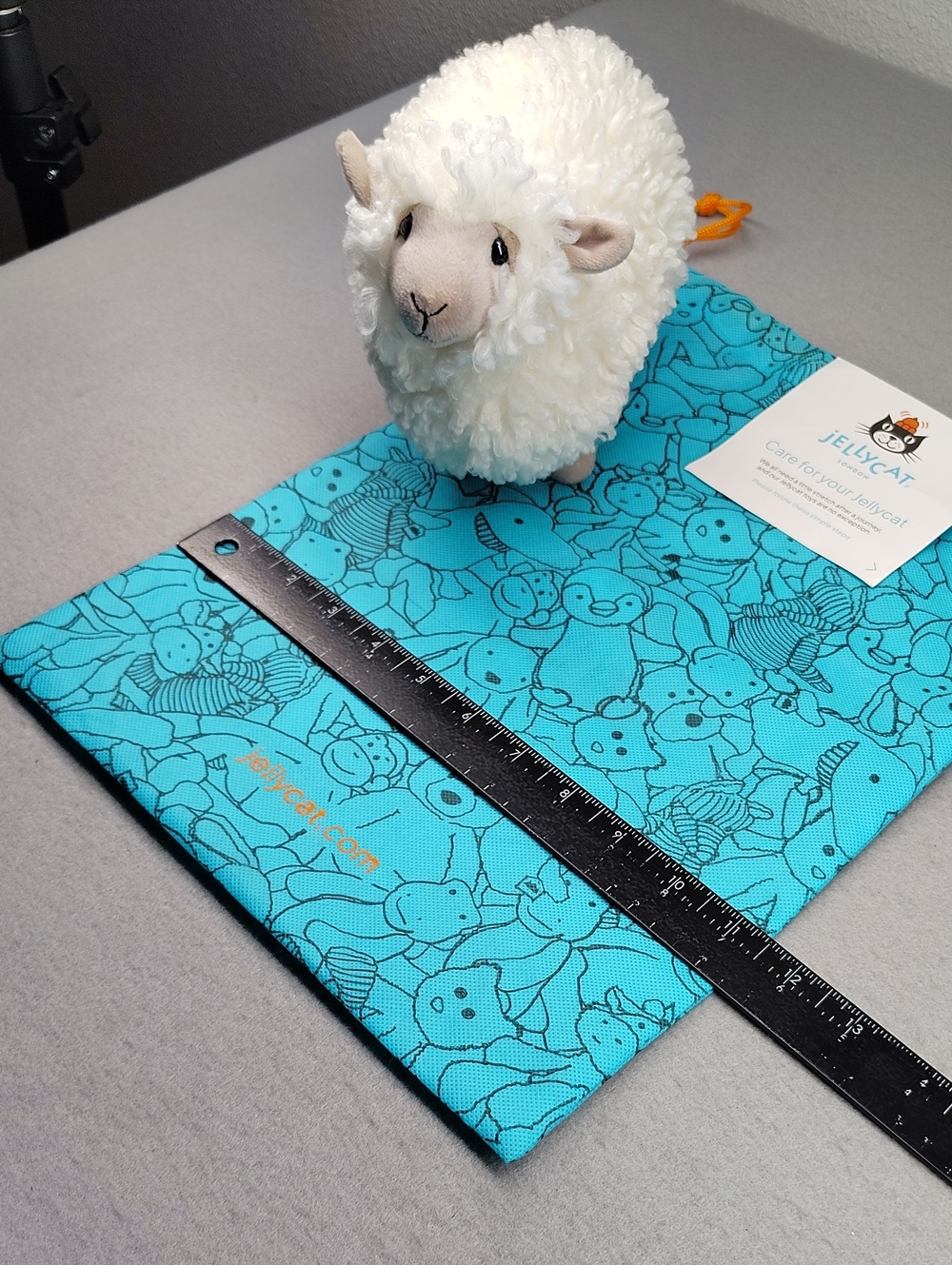 Jellycat Cream Curly Sheep Plush with Blue JellyCat Bag - Picture 7 of 16